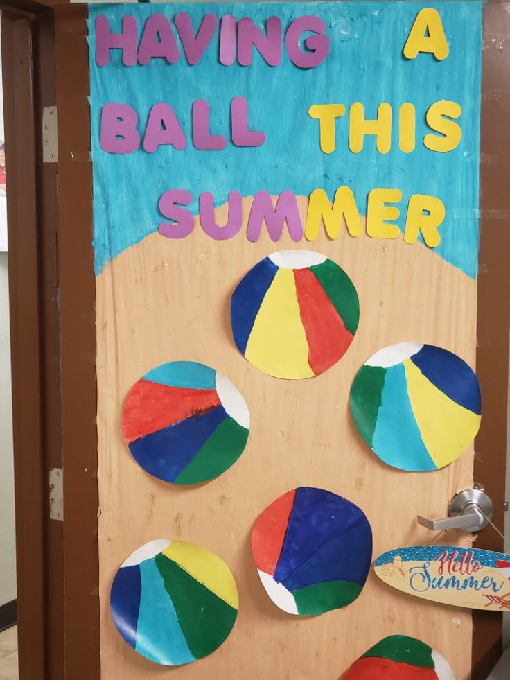 having a ball this summer classroom door with colorful beach balls