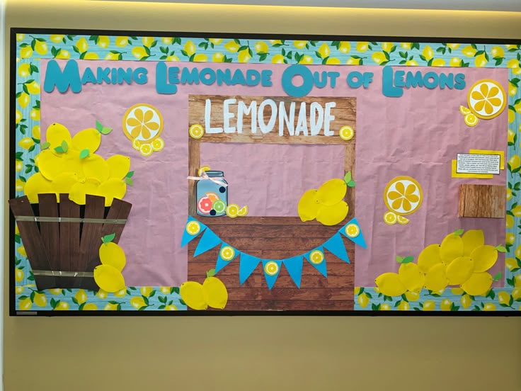 making lemonade bulletin board classroom positive message summer decor