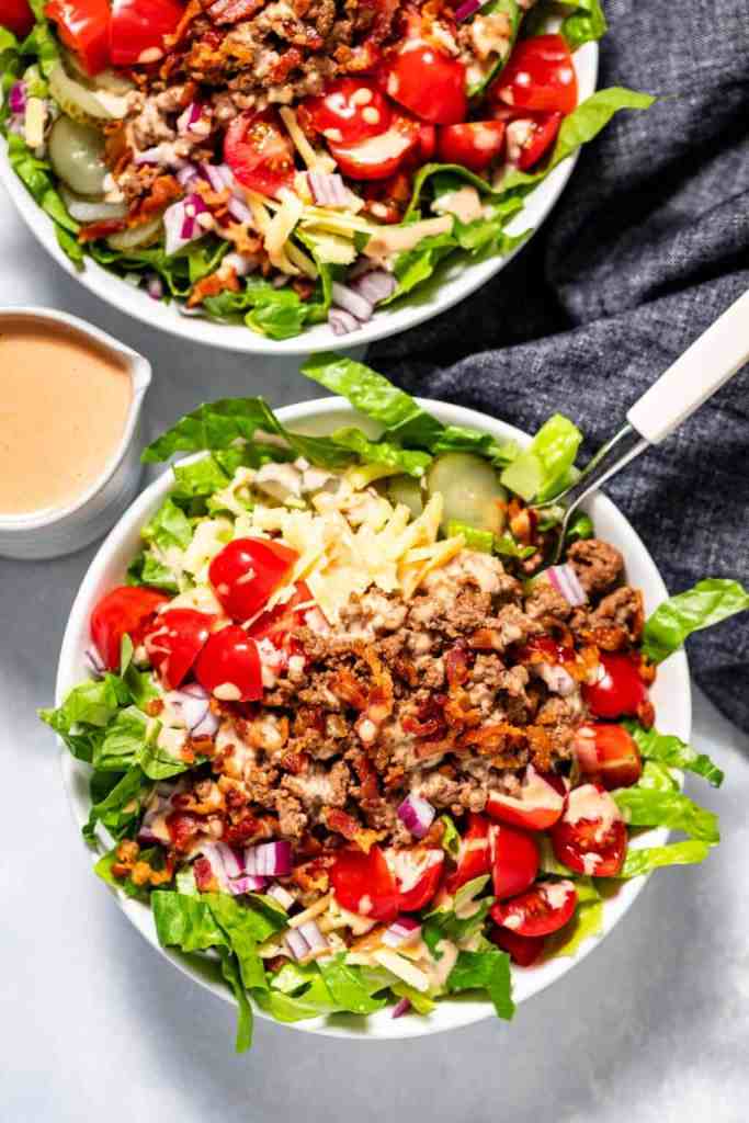 healthy burger bowl low carb dinner idea