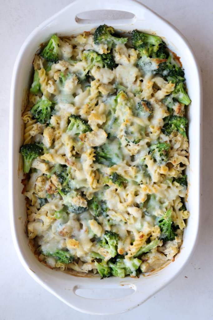 healthy chicken alfredo bake high protein easy dinner