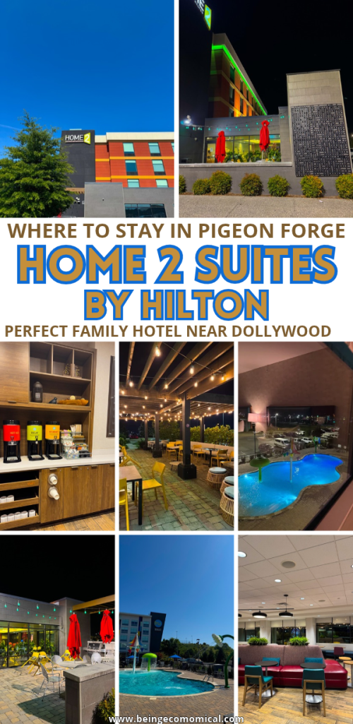 Exterior view of Home2 Suites by Hilton in Pigeon Forge with colorful signage.