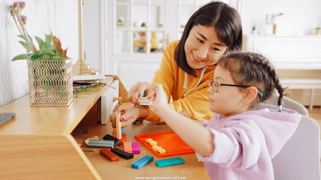 Preschooler using colorful play dough with a parent for creative fine motor learning at home.
