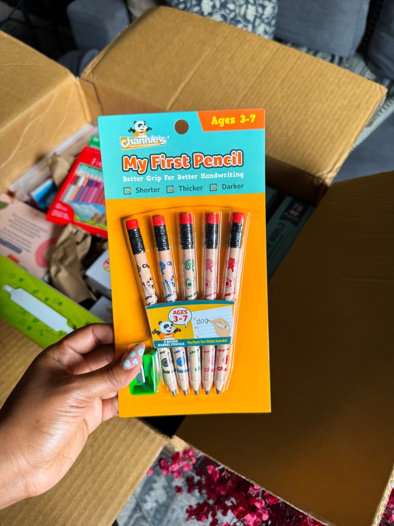 Channie’s My First Pencil set for early handwriting included in the Timberdoodle Kindergarten kit.