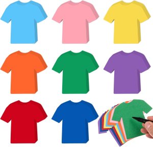 Classroom door decoration kit with mini shirt cutouts and string display for student name decorations