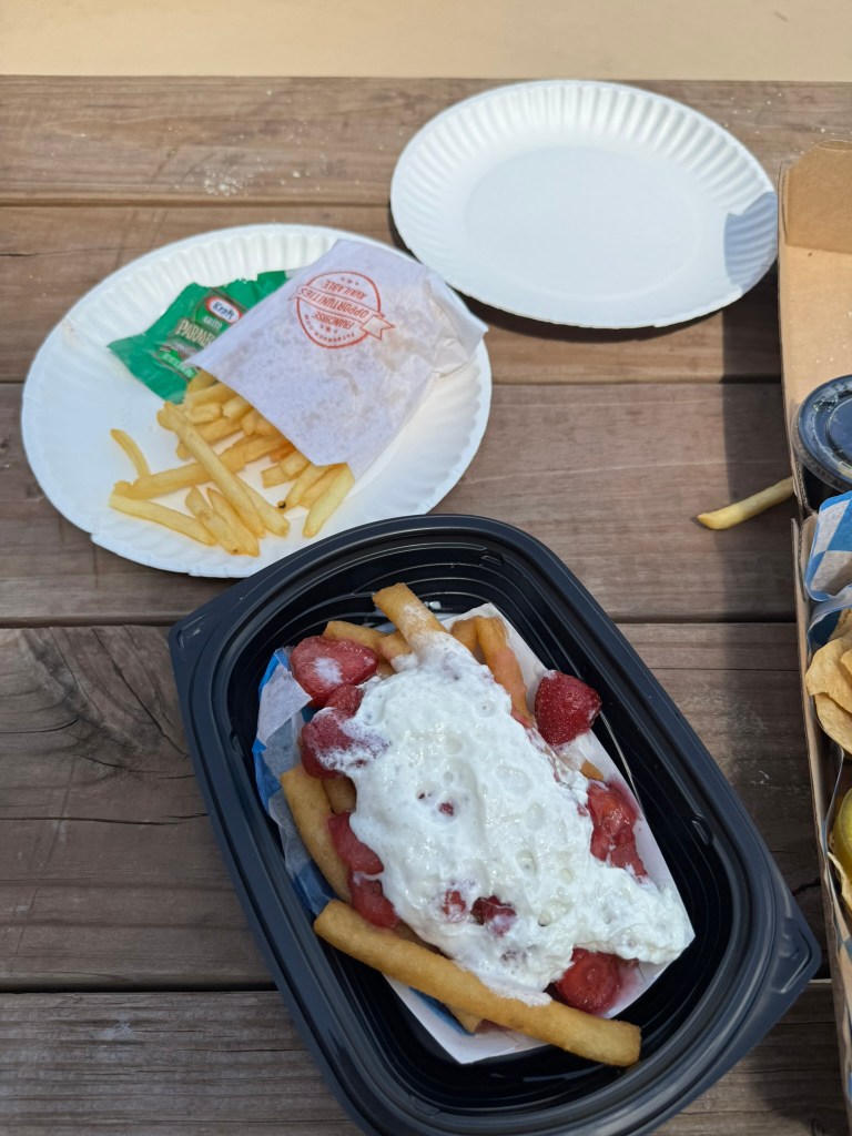 funnel cake fries from The Hungry Wolf Food Hall in Great Wolf Lodge in Grapevine, Texas