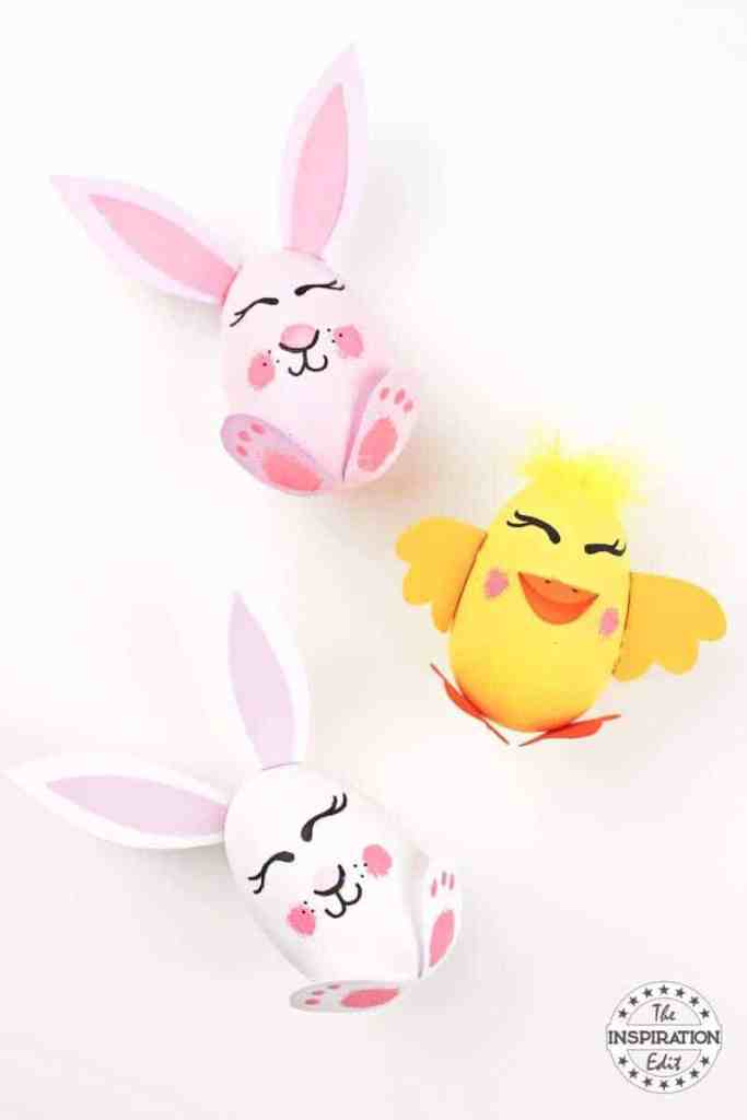 cute easter egg bunny and chick craft for kids easy diy project