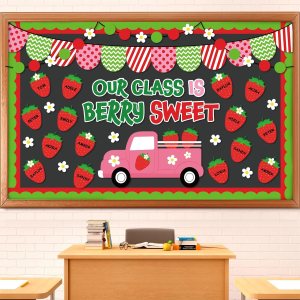 strawberry themed classroom door idea for summer decor