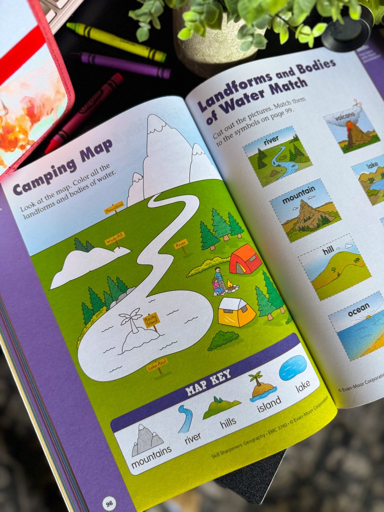 Camping map activity teaching kindergarten landforms and bodies of water