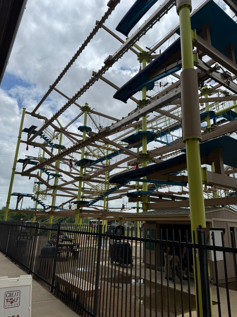 Outdoor ropes course at Great Wolf Lodge in Grapevine, Texas