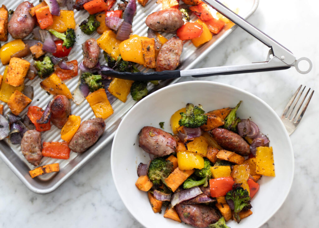 healthy sheet pan sausage and vegetables easy weeknight dinner