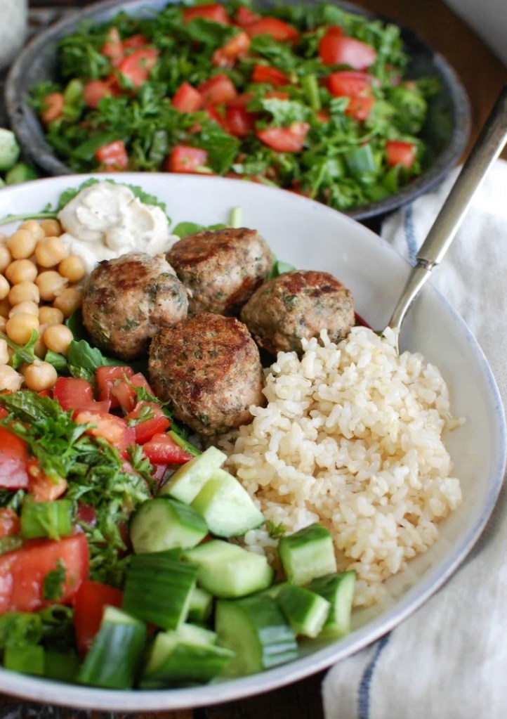 healthy baked turkey meatballs mediterranean dinner