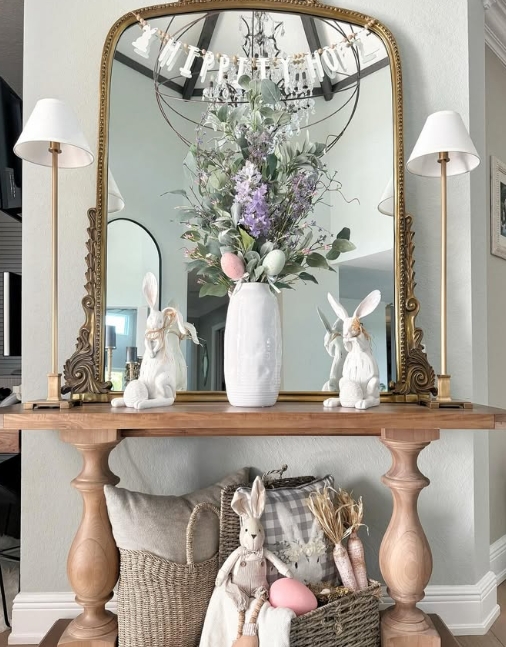 spring home decor | spring decorating ideas | seasonal home decor | spring decor inspiration | light and airy home decor | spring centerpiece ideas | Easter home decor | farmhouse spring decor | rustic spring decor | vintage spring decor | cozy spring living room | spring entryway decor | spring floral arrangement | pastel home accents | cottagecore spring style | spring tablescape ideas | spring vignette styling | fresh flower home display | DIY spring decor | budget-friendly spring decorating
