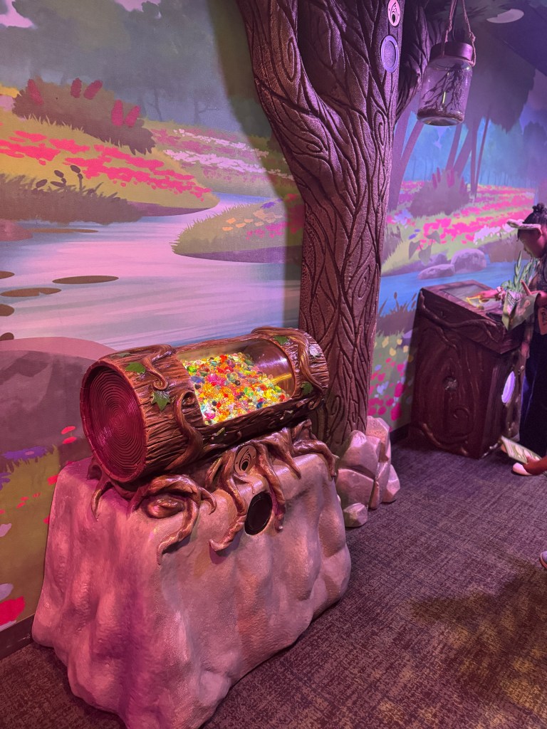 Glowing MagiQuest treasure chest during the interactive MagiQuest adventure at Great Wolf Lodge Grapevine in Texas.