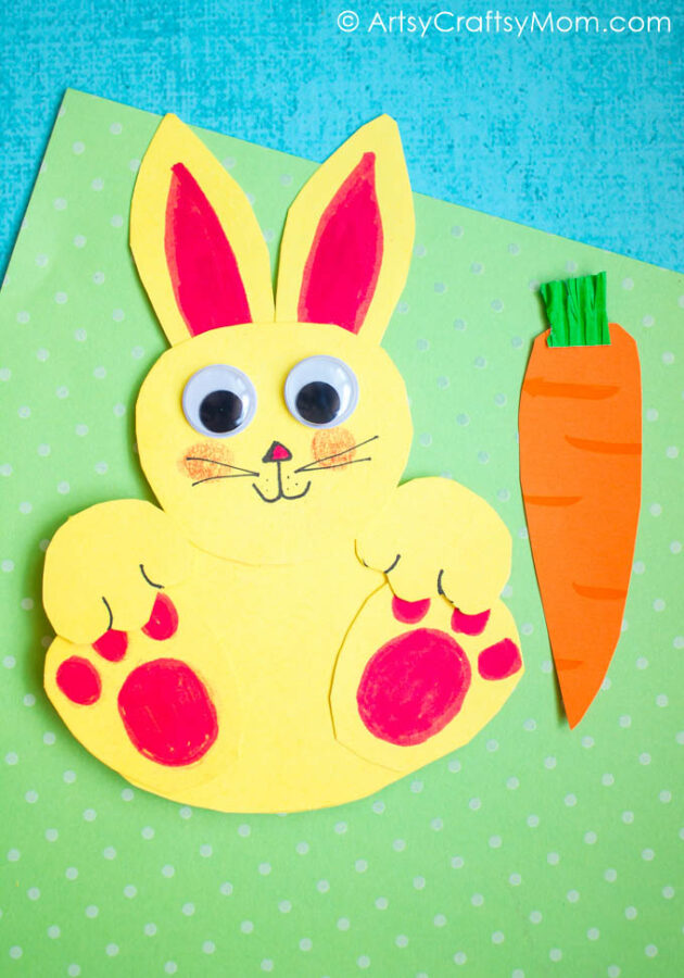 paper easter bunny craft for kids with carrot easy preschool activity