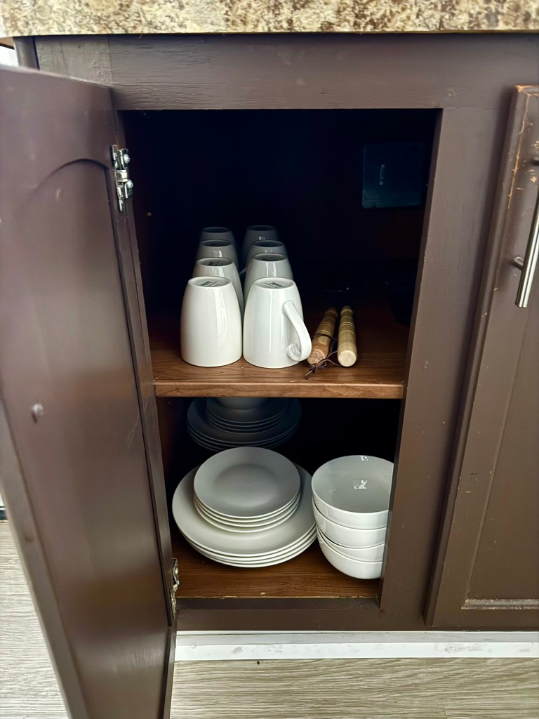 Coffee supplies and filters inside a Jellystone Park Pigeon Forge cabin kitchen