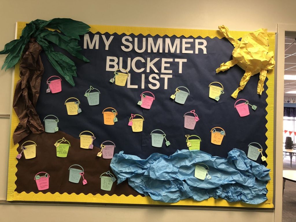 summer bucket list bulletin board classroom end of year student activity