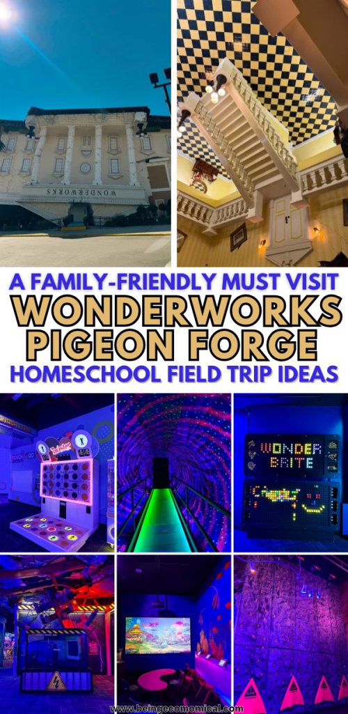 Exterior view of WonderWorks attraction in Pigeon Forge, showcasing its unique upside-down design.