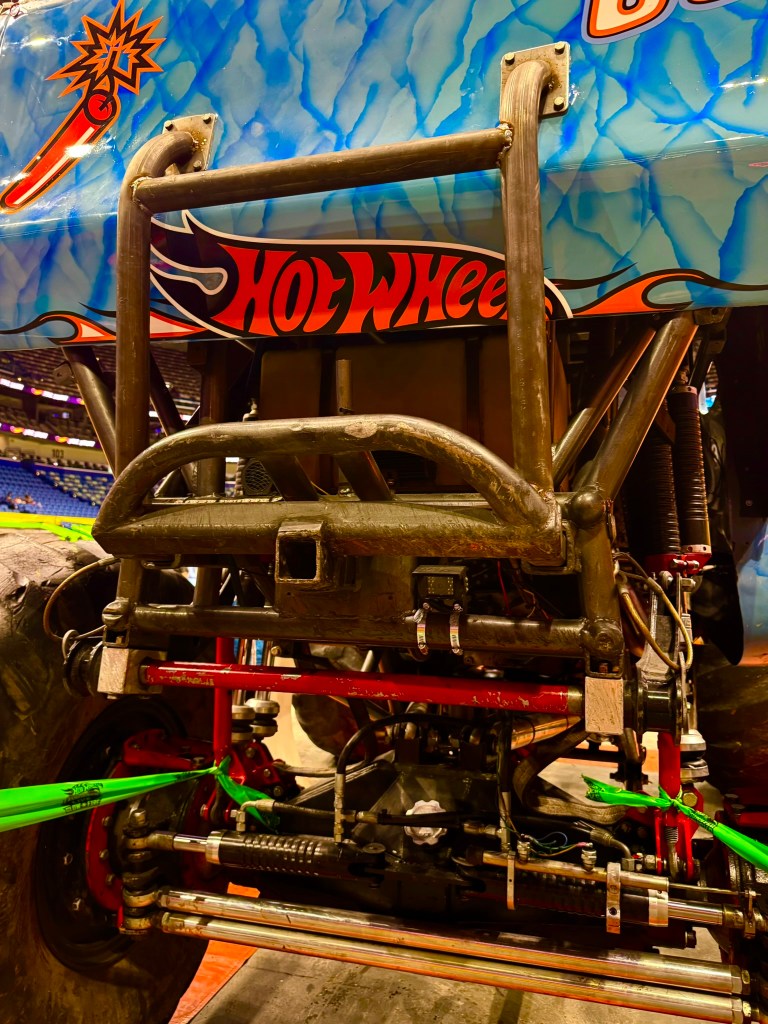 Close-up view inside Rhinomite showing the reinforced frame, suspension and mechanical parts.