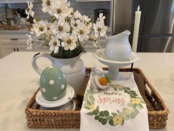 spring home decor | spring decorating ideas | seasonal home decor | spring decor inspiration | light and airy home decor | spring centerpiece ideas | Easter home decor | farmhouse spring decor | rustic spring decor | vintage spring decor | cozy spring living room | spring entryway decor | spring floral arrangement | pastel home accents | cottagecore spring style | spring tablescape ideas | spring vignette styling | fresh flower home display | DIY spring decor | budget-friendly spring decorating
