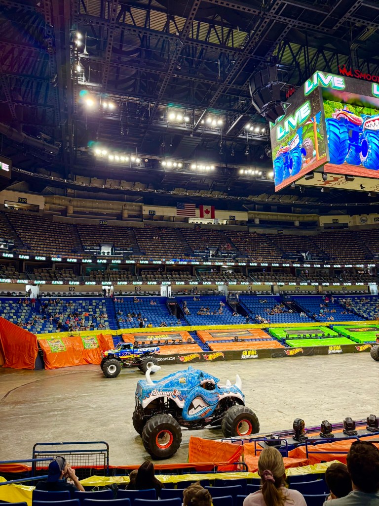 Hot Wheels Monster Trucks Live branded photo area set up during the preshow.