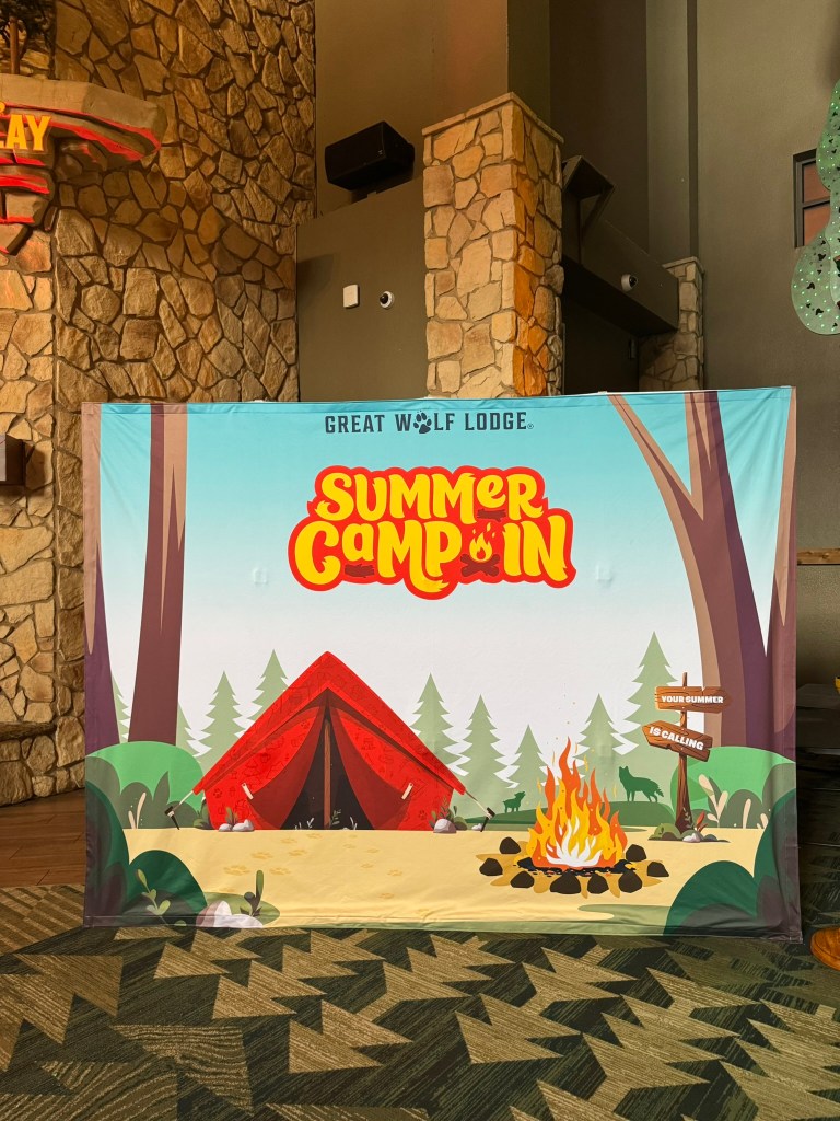 Summer Camp In banner at Great Wolf Lodge in Grapevine, Texas